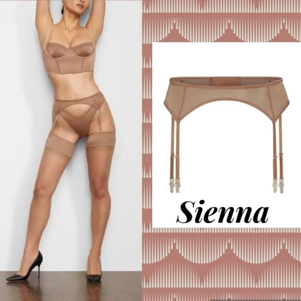 NWT SKIMS Glissenette Garter Belt in Sienna Sz XXS